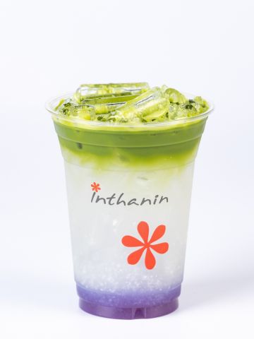อูจิมัทฉะ อัญชันมะพร้าว เย็น Iced Uji Matcha Blue Pea Coconut